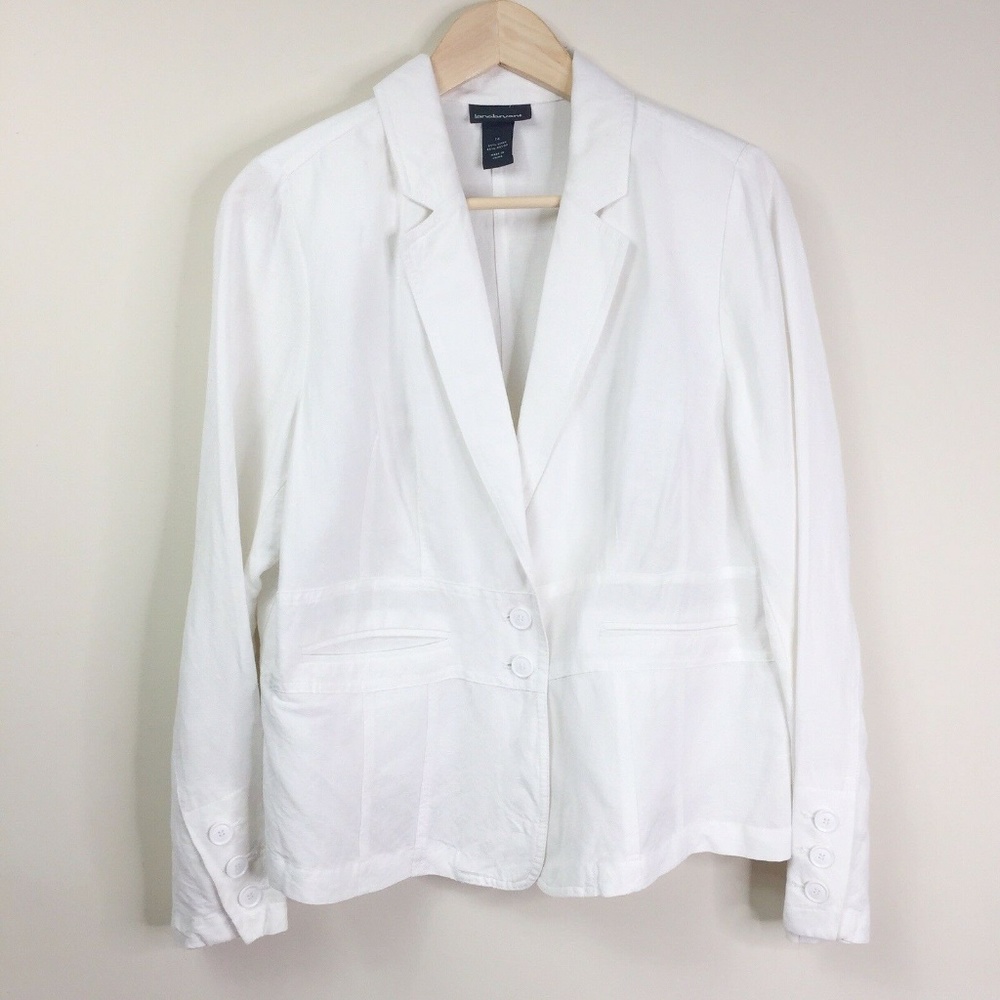 Lane Bryant Sz 14 White Linen Blend Jacket Q